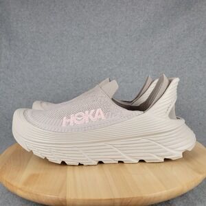 Hoka Restore TC Mens 11 Womens 12 Shifting Sand Pink Knit Slip On Sneakers